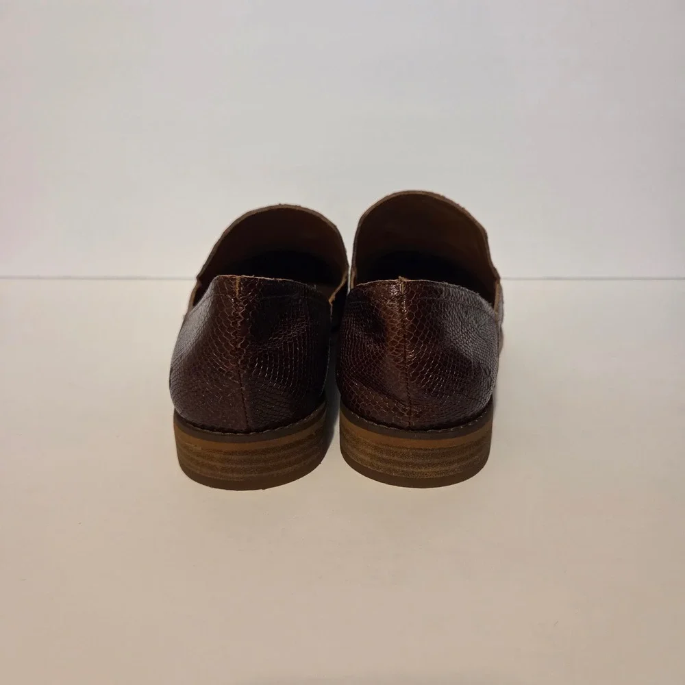 Lucky Brand Brown Snakeskin Embossed Leather Loafers Flats Womens 10M
